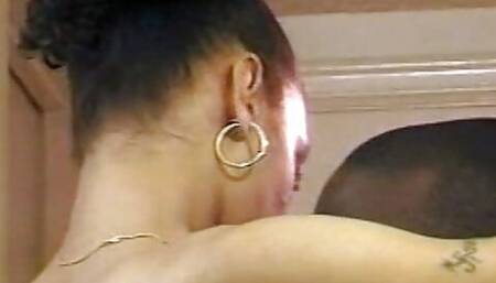 Slender ebony gets her lover hard by sucking his tool before fucking