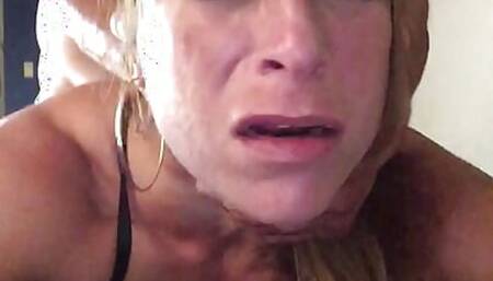 Gorgeous slut gets her pussy pounded while she gags on a dildo