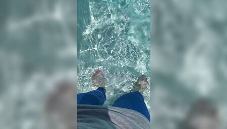 blue step sister leggings in pool