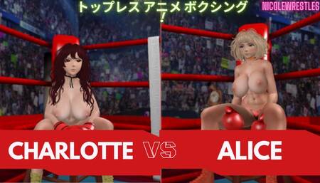 Topless Boxing Anime: Alice takes on Charlotte SD