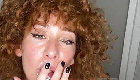Mommy Playing with ice-cream on her lips and dreaming about your cum