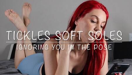 Ignores You in The Pose Crossed- Redhead TicklesSoftSoles in the pose with soft wrinkled feet & crosses them while ignoring you