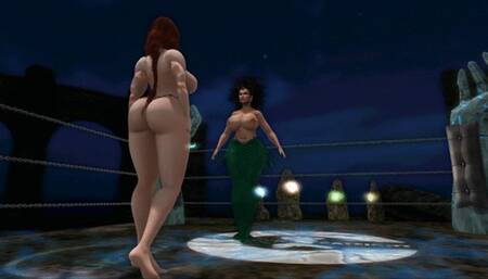 Topless Fantasy Female Fighting: Flare fights Medusa for wrecking her village SD