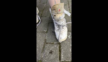 Shopping tour in my dirty reebok covered in cum