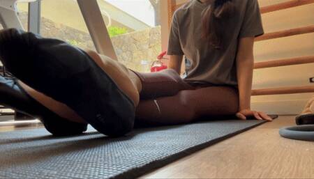 Naughty Gym Nylons - Pantyhose Feet Tease