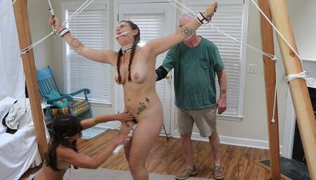 DSC13-9) Beautiful MILF Paisley Gets First BDSM Lesson From Sandra then Ass Fucked by Harry with Anal Creampie