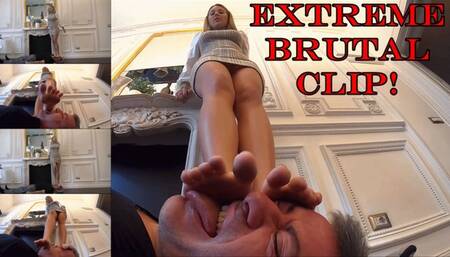 GABRIELLA - Don't stop licking! 4 - INHUMAN face trampling, dirty feet licking, face and throat standing, BRUTAL face kicking