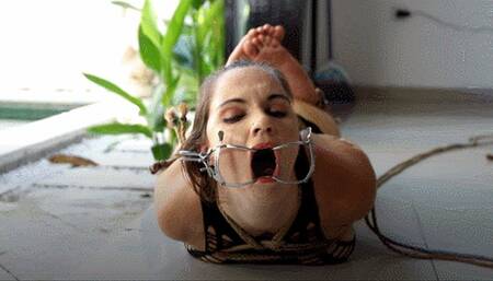 Ass up: this rope makes her arch (HD)