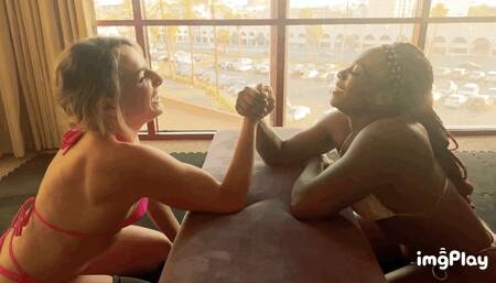 Part 1 Savannah Foxx vs Sugar Diamond in arm wrestling