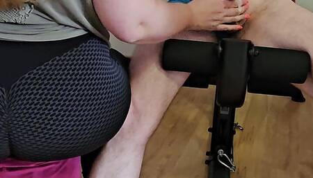 Handjob on the fitness machine
