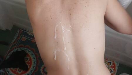 Quick Blowjob & Fuck Then Huge Cumshot on her Back