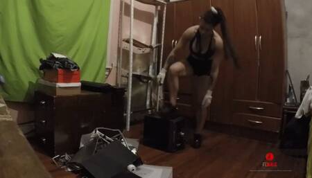 Fluffy enjoys her incredible strength by destroying a HI FI AVI HD CAM 1 - PART 1