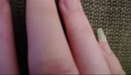 Scratching rough fabric with my long natural nails