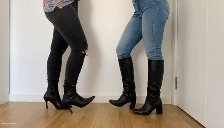 TWO GIRLS FEET STEPPING IN BOOTS - MOV HD
