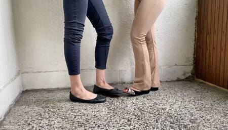 GIRLS PLAYING FOOTSIE IN FLATS ON A WORK BREAK - MOV Mobile Version