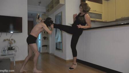 Small Man vs Tall Woman comparison and humiliation