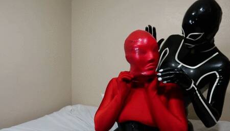 Mask Pulled Over Zentai Doll, Bound, Choked, Fingered and Dommed by Rubberdoll