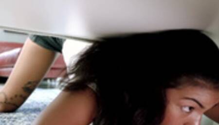 Hot Step Daughter is Fucked While Stuck Under the Bed - Maya Farrell