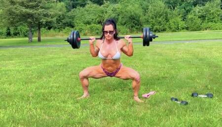 Hot FBB Kandylegs does her Morning Workout Outside