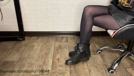 Trample and jumping on My slave's palms while he's licking My boots