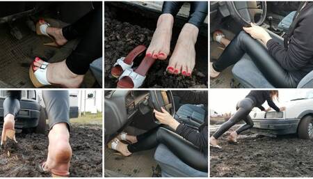 HOT: Old manual Volkswagen stuck in deep mud