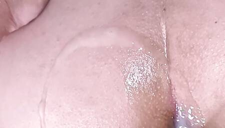 A finger in the anus, rubbing the clit and the whole dick inside