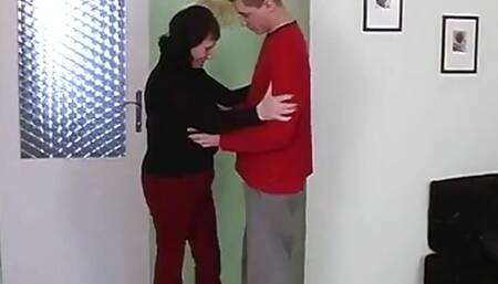 Step-grandson Is a Virgin, but Lovely Step-grandma Is Always Ready to Help