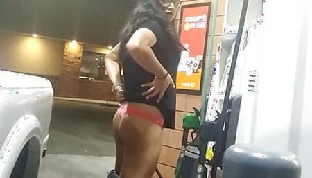 Gas Station fill up while crossdressed
