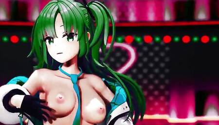 Blue Archive Yuuka Half Nude Dance Hentai Mmd 3D Dark Green Hair Color Edit Smixix