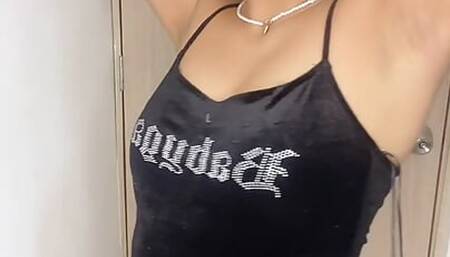 Tiny latina dancing sexy showing her tight pussy from behind