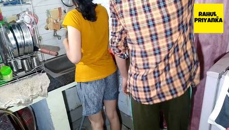 Horny Wife Fucked By Indian Husband While Cooking Food In Kitchen