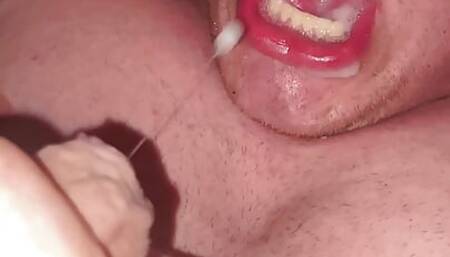 Self facial swallow own cum compilation