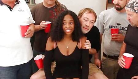 18yo Ebony Beauty Ivy Young Big Tits Happy Gangbang Bukkake by Old Geezer Dicks Spewing Sperm on Her Hottie Bod