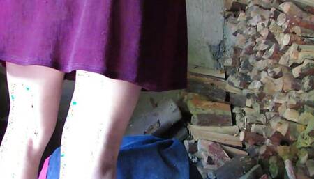 Masturbation with incredible squirt in the barn