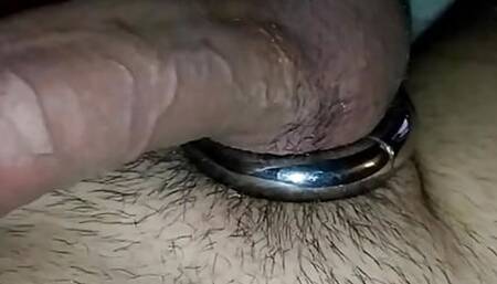 I show you my big cock with ring