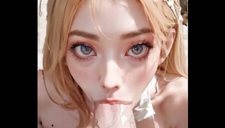 (ai edit) blonde girl blow job
