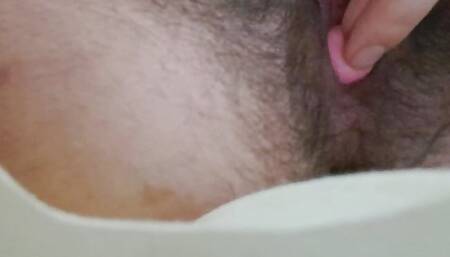 hairy girl using vibrator