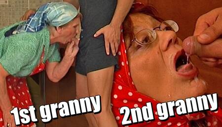 Young cock fucks two grannies!