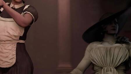 DesireSFM - Lady Dimitrescu fucks her housemaid - Futanari fucks female