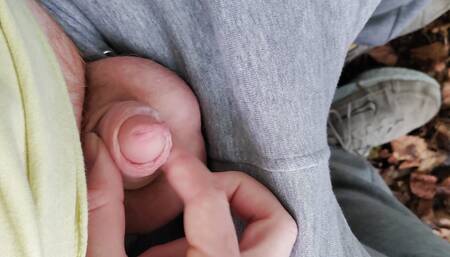 small cock fat gay rubs his useless limp nub