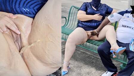 Hijab Muslim MILF Let Stranger at the Bus Stop Cum Twice on Her Meaty Pussy Lips
