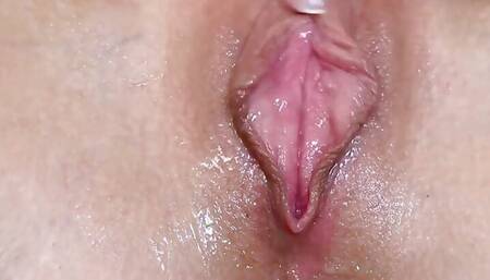 Solo Dripping Wet Pussy Rubbing Till Intense Orgasm. Beautiful Pink Pussy with Long Labia