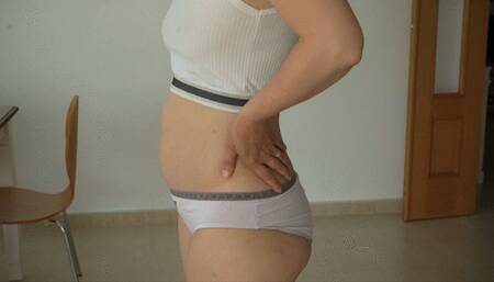 Weight from empty and flat to round belly