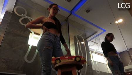 Bella Destroys Noisy Car In Front To A Mirror