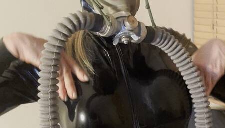 gas mask latex catsuit rubber tease