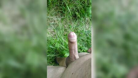 A guy naked in the wood