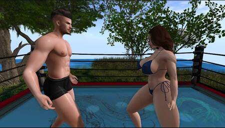 Mixed wrestling: Milan fights jake to steal his cock SD