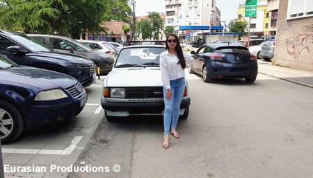 92 - Katya Skoda driving in open toe sandals