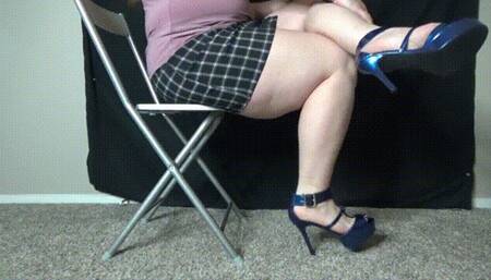 Hard Light Toe Tapping In Blue Heels And Miniskirt (MP4) ~ MissDias Playground