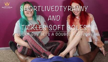 Lucky Guy Gets a Double Footjob from TicklesSoftSoles & ShortLivedTyranny